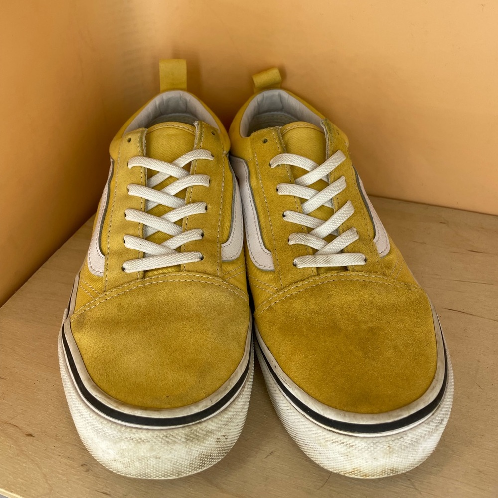 Yellow Slip On Vans Old School Fake Lace Up US Kids 5.5